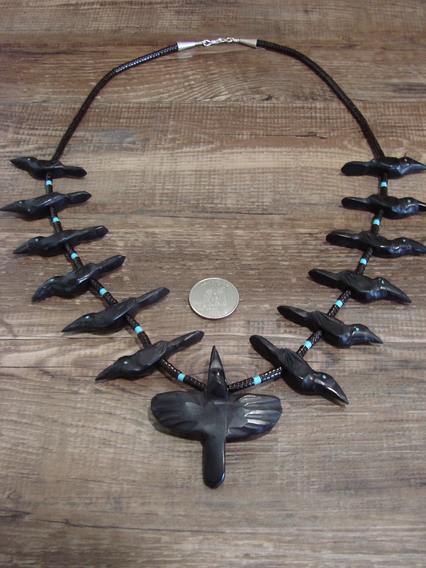 Hand Carved Jet Raven Fetish Necklace by Matt Mitchell