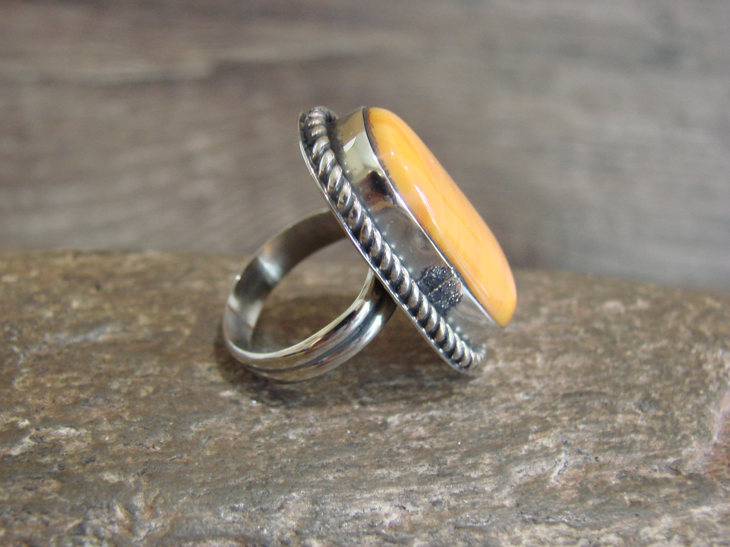 Native American Nickel Silver & Spiny Oyster Ring Size 6.5 - Cleveland