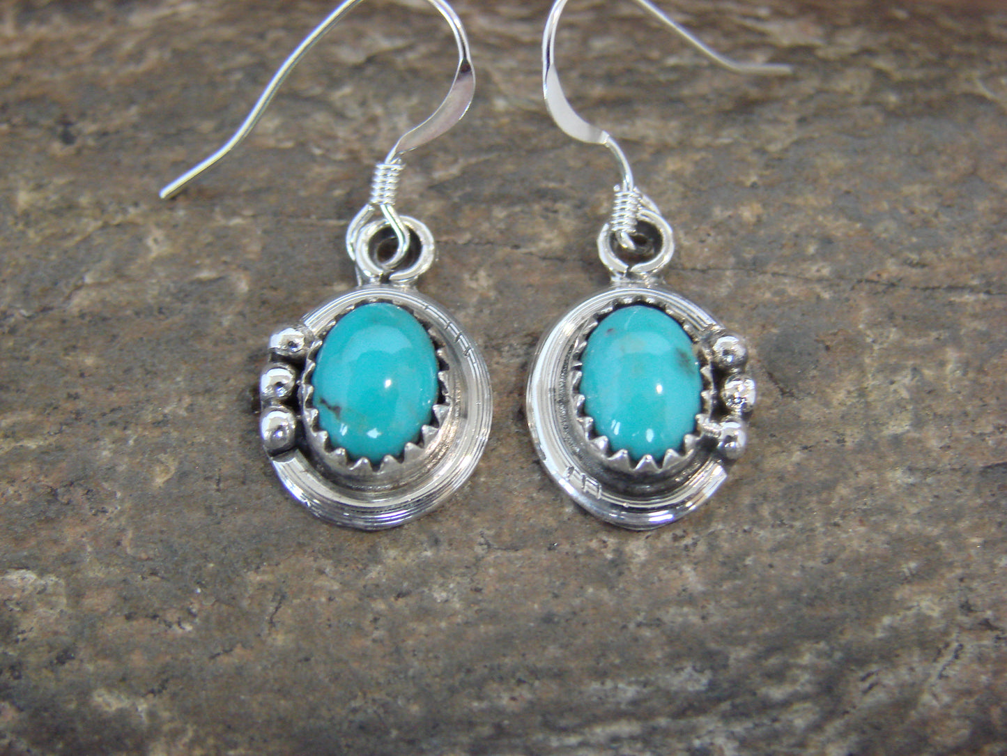 Native American Sterling Silver & Turquoise Dangle Earrings by Largo