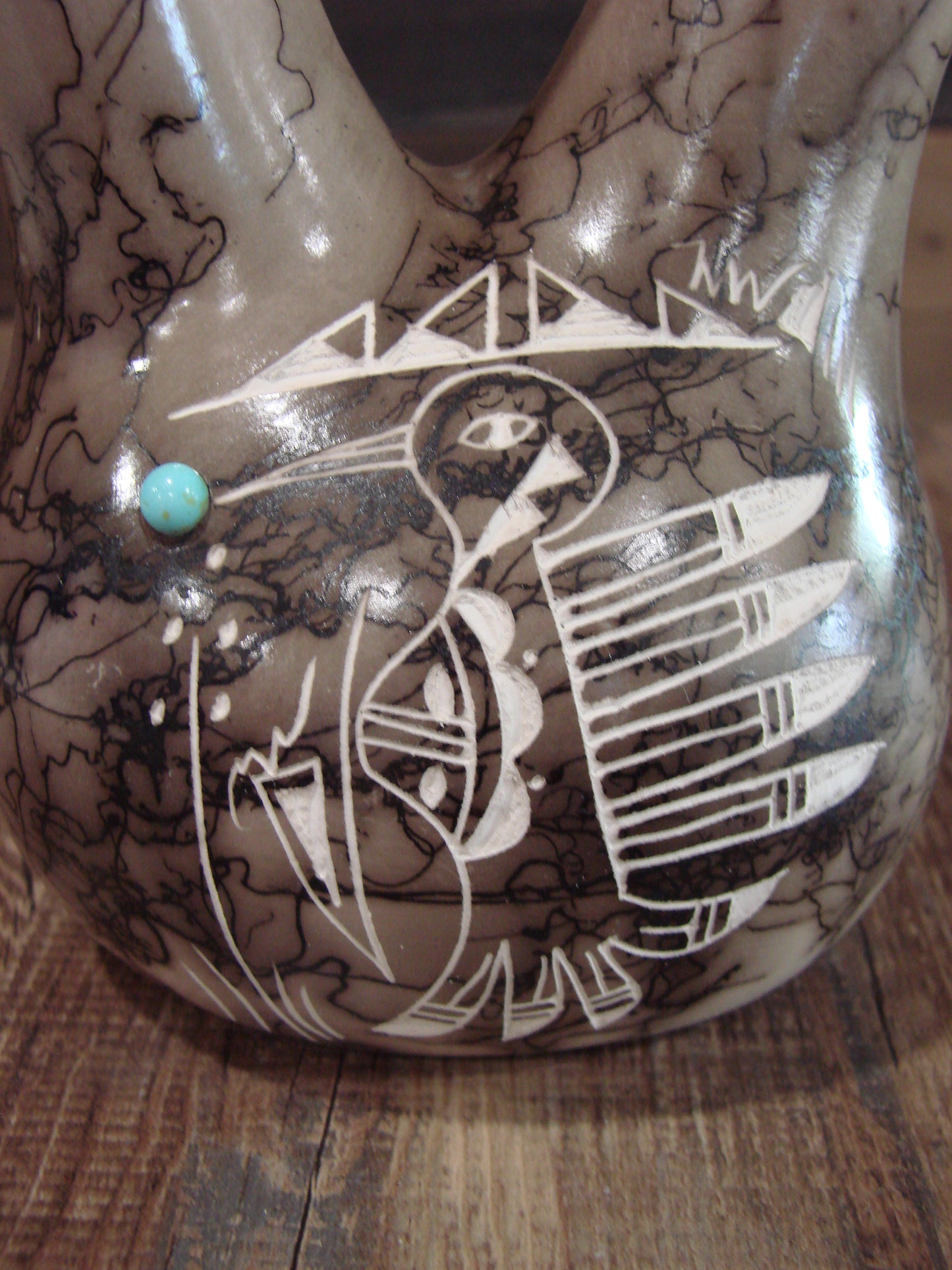 Native American Horse Hair Wedding Vase Pottery by Vail