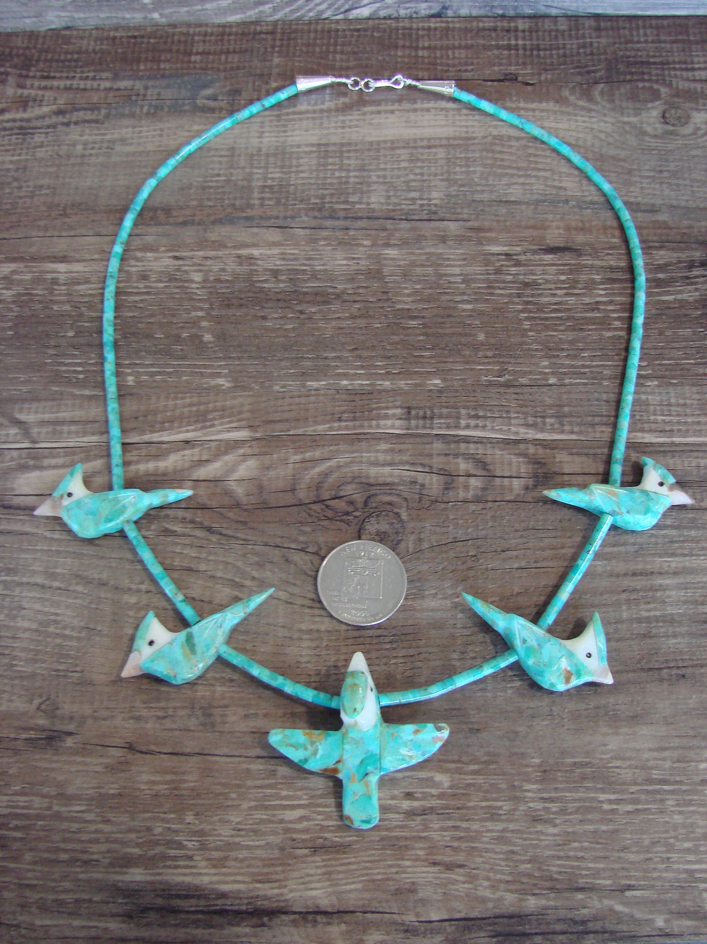 Hand Carved Turquoise Blue Jay Fetish Necklace - Matt Mitchell