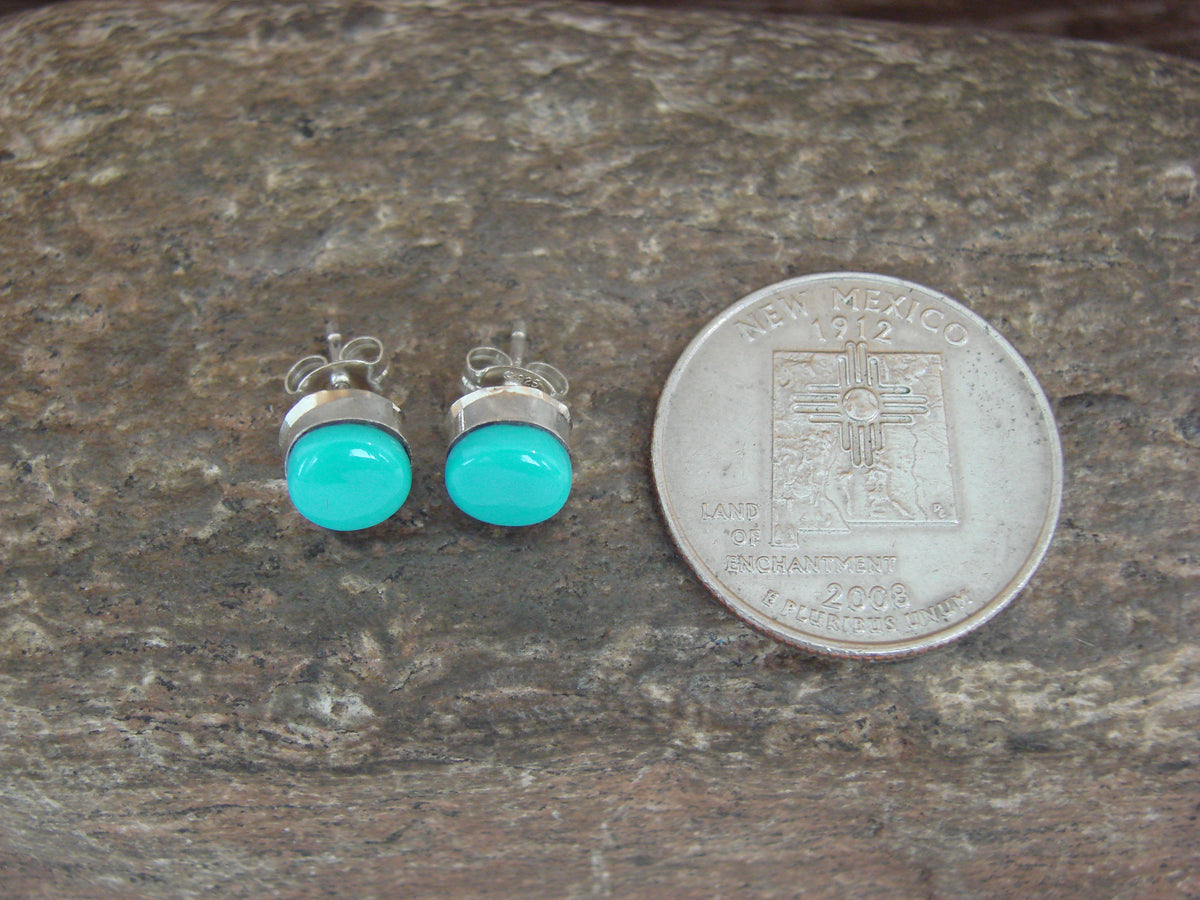 Native American 1/4" Round Turquoise Post Earrings - Siow
