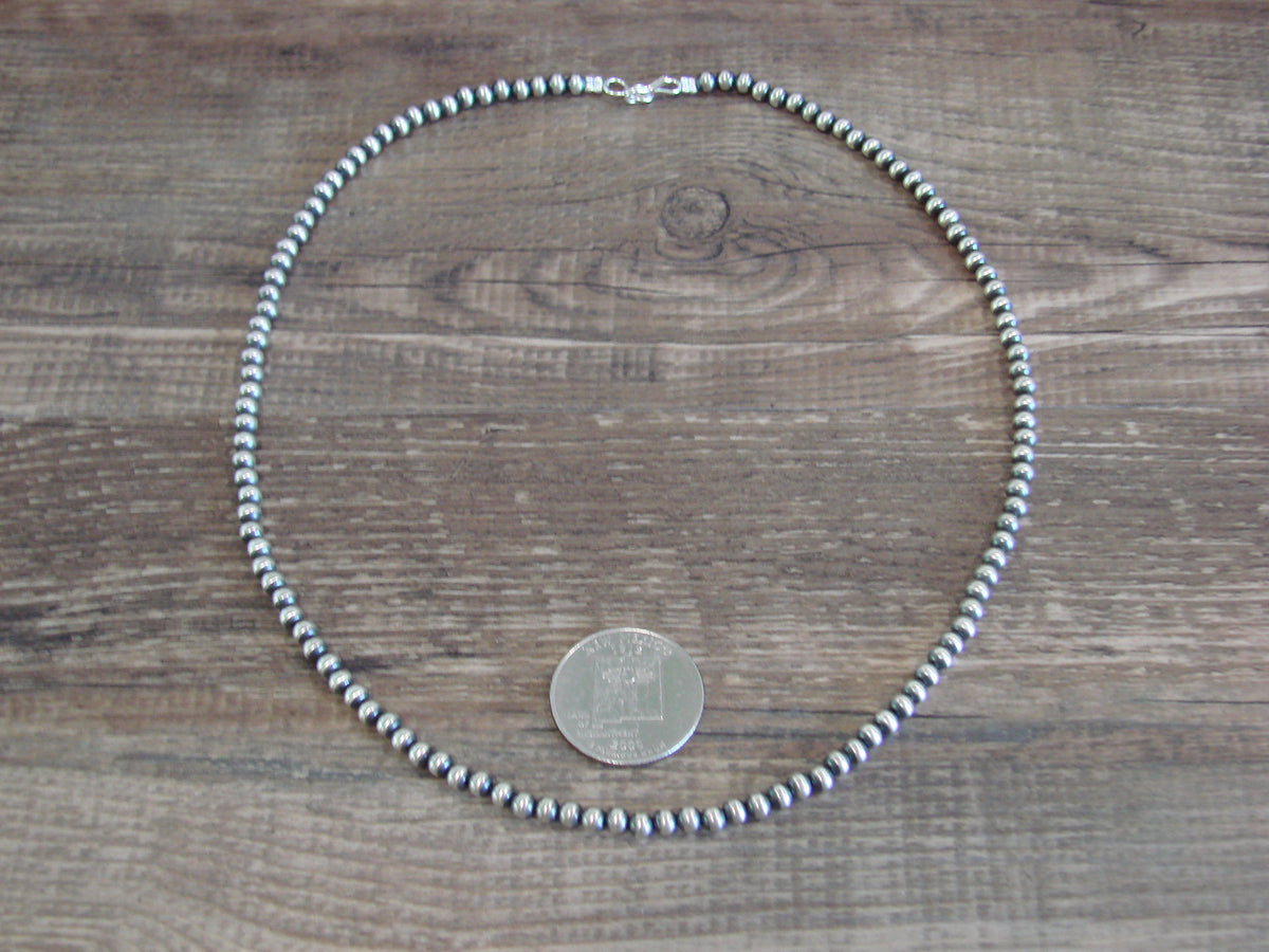Native American Sterling Silver 4mm Navajo Pearl 18" Necklace Mariano