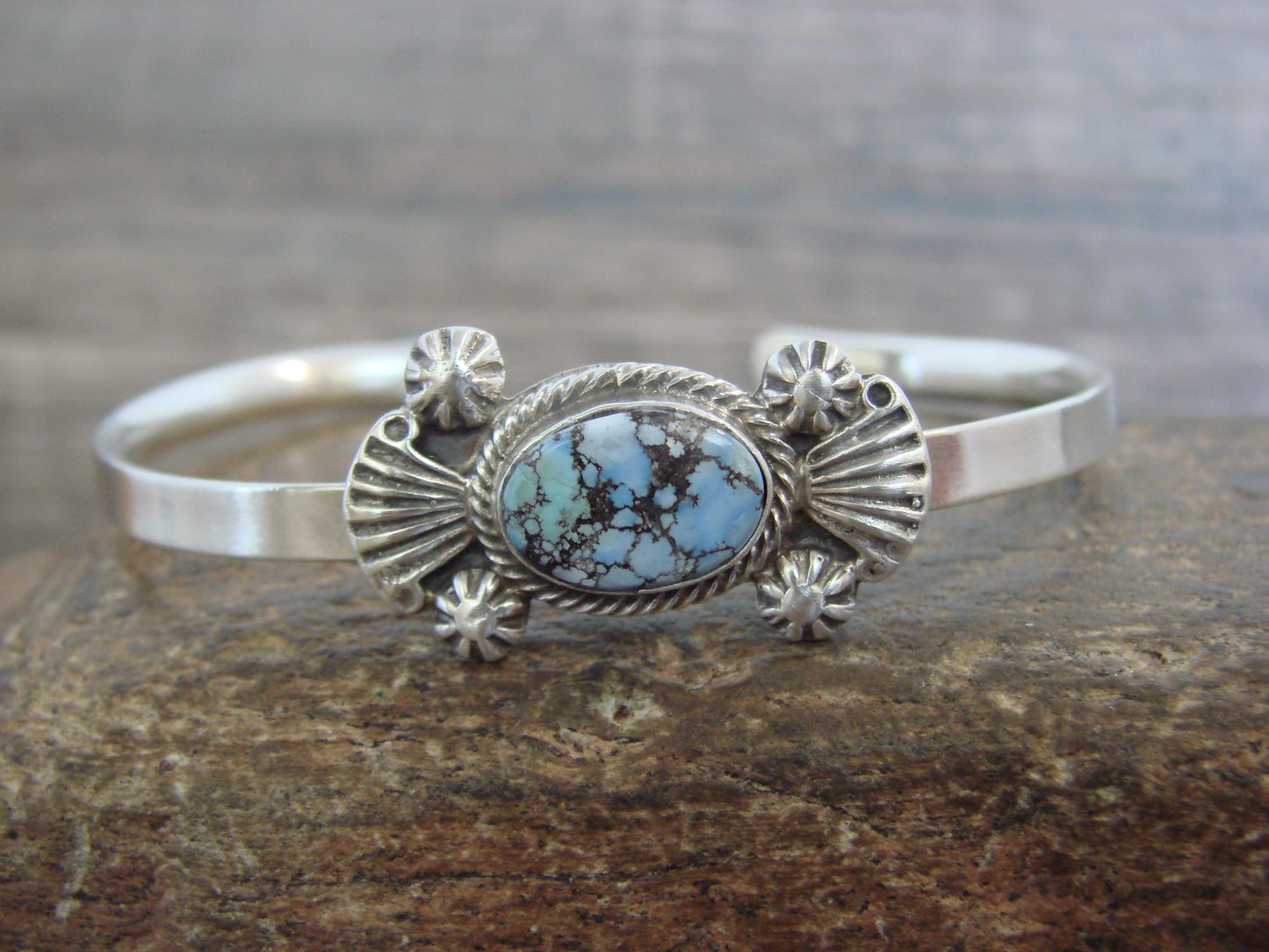 Native American Sterling Silver & Turquoise Bracelet by Francisco