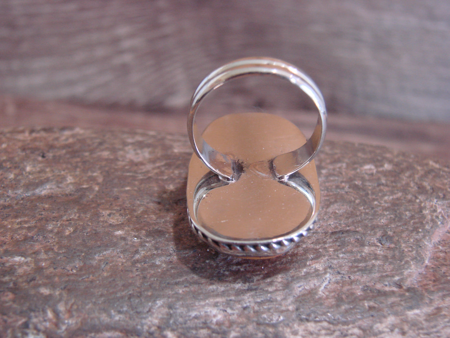 Native American Nickel Silver & Spiny Oyster Ring Size 6.5 - Cleveland