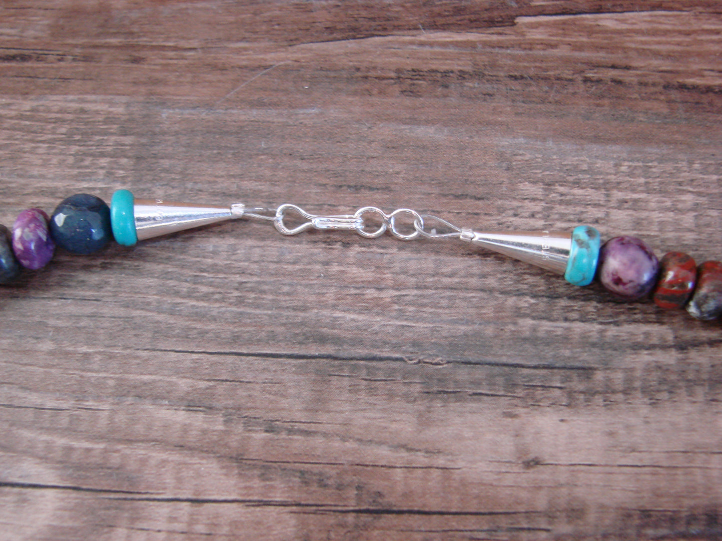 Native American Sterling Silver & Turquoise 30" Gemstone Necklace by Singer