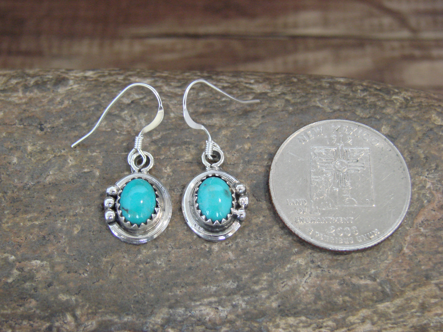 Native American Sterling Silver & Turquoise Dangle Earrings by Largo