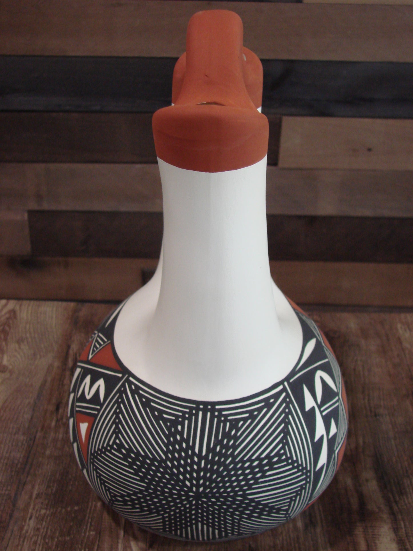 Native American Acoma Pueblo Fine Line Hand Painted Wedding Vase by Victorino