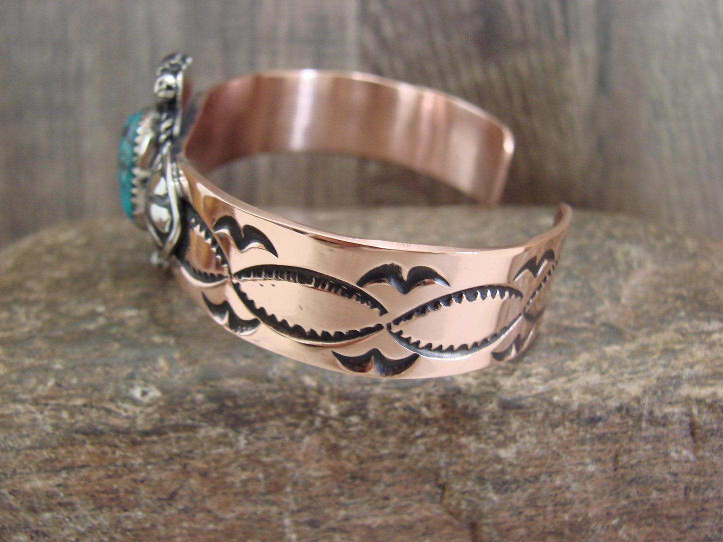 Native American Copper & Turquoise Bracelet by Cleveland