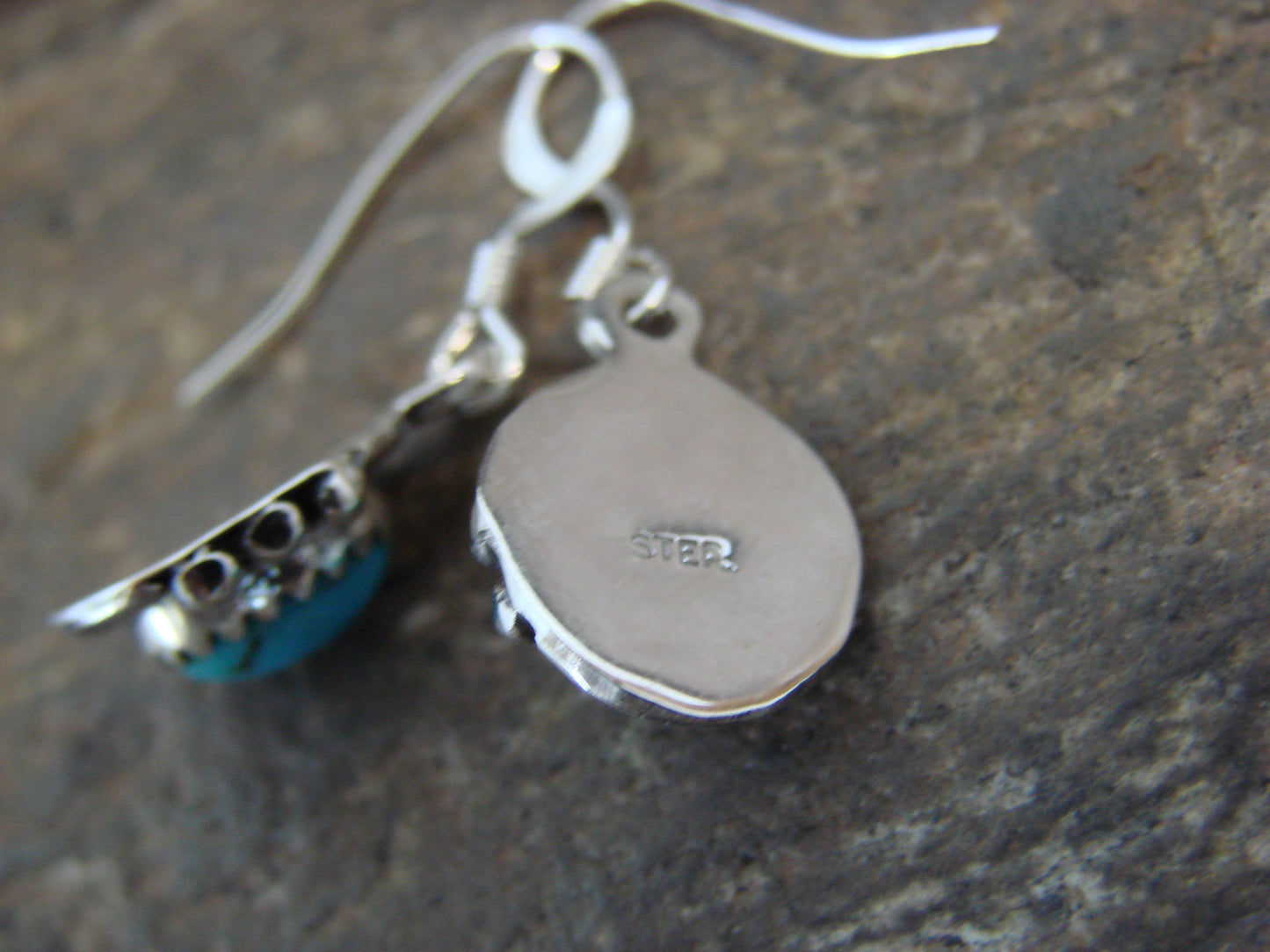 Native American Sterling Silver & Turquoise Dangle Earrings by Largo