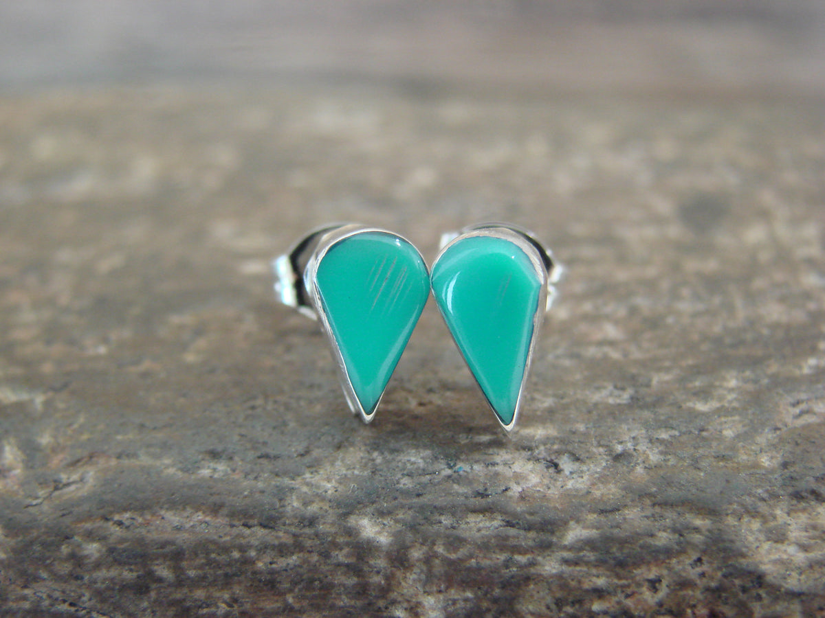 Native American Turquoise Tear Drop Stud Post Earrings - Neha