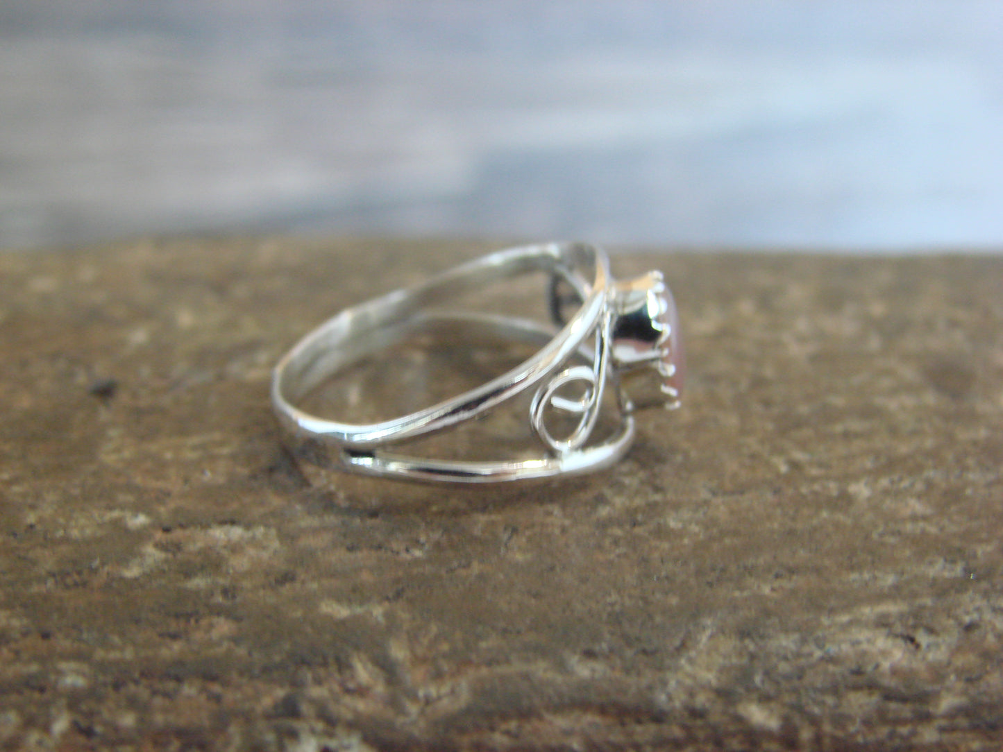 Native American Sterling Silver & Pink Shell Ring Size 3.5 by Lincoln