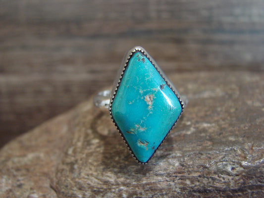 Native American Sterling Silver & Turquoise Ring by Pino - Size 8