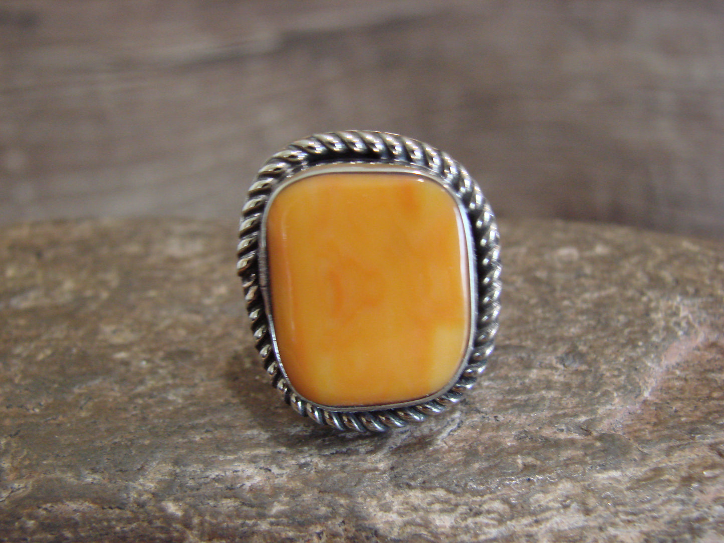 Native American Nickel Silver & Spiny Oyster Ring Size 7 - Cleveland