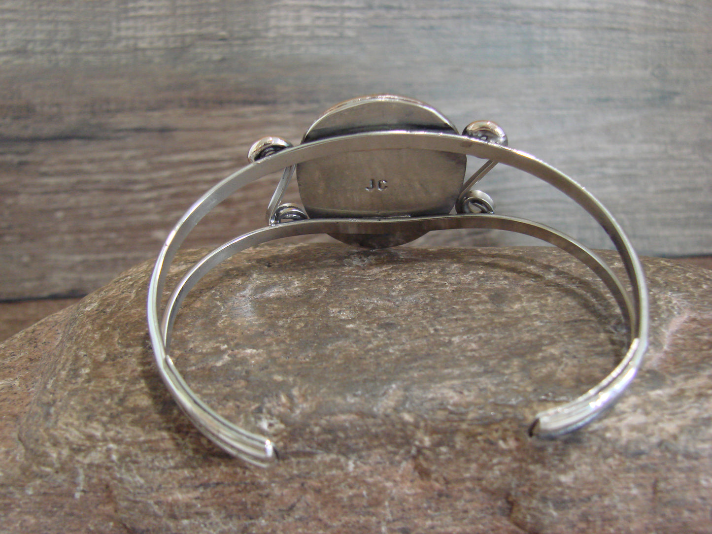 Native American Nickel Silver & Turquoise Bracelet by Cleveland