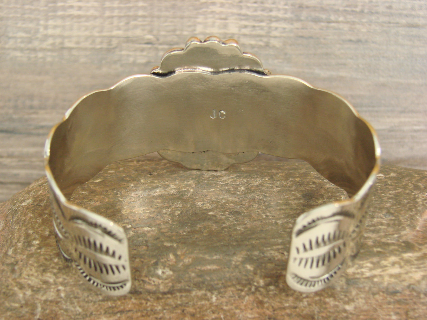 Native American Nickel Silver & Turquoise Bracelet by Cleveland