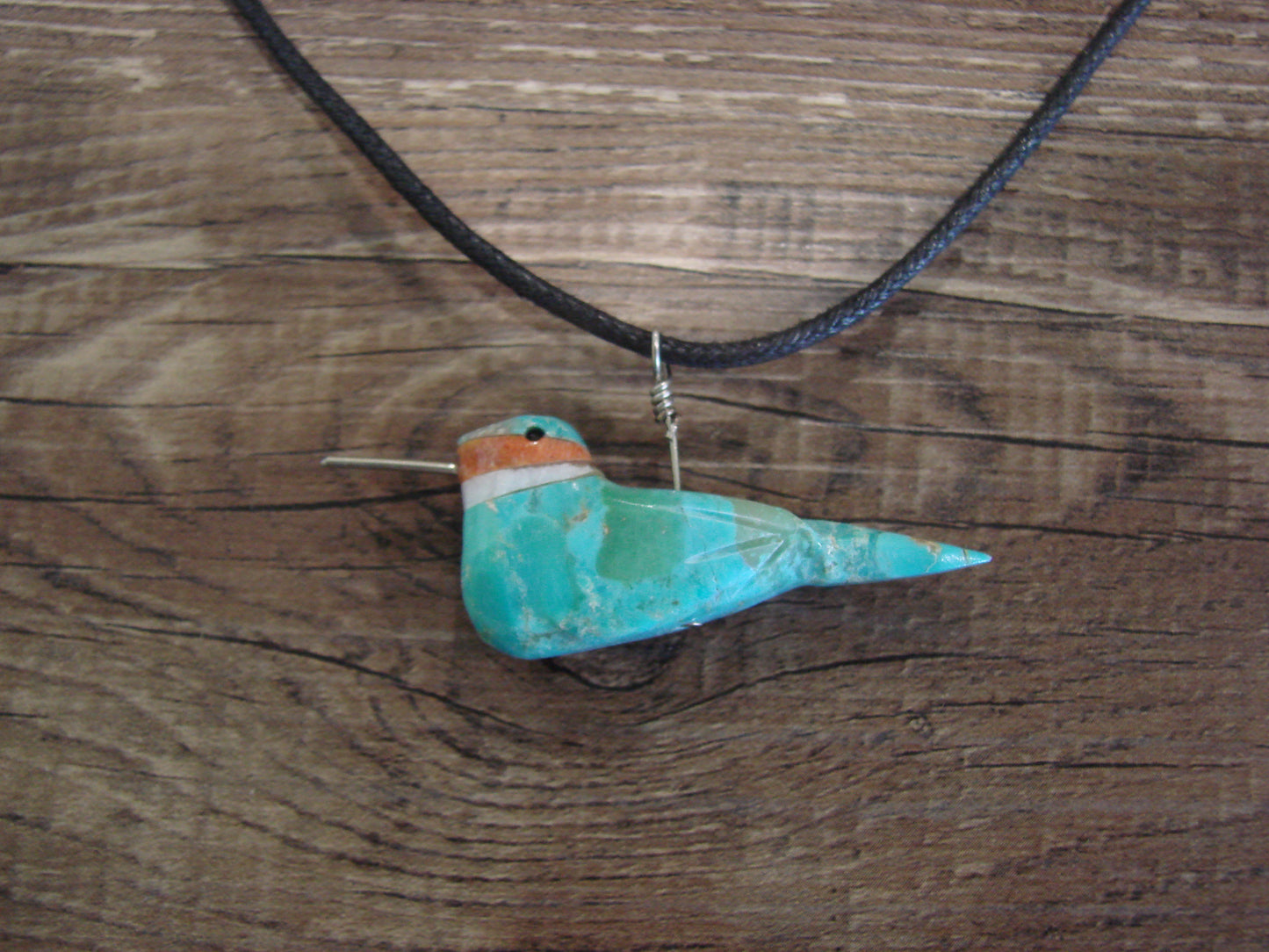Hand Carved Turquoise Hummingbird Fetish Necklace Matt Mitchell