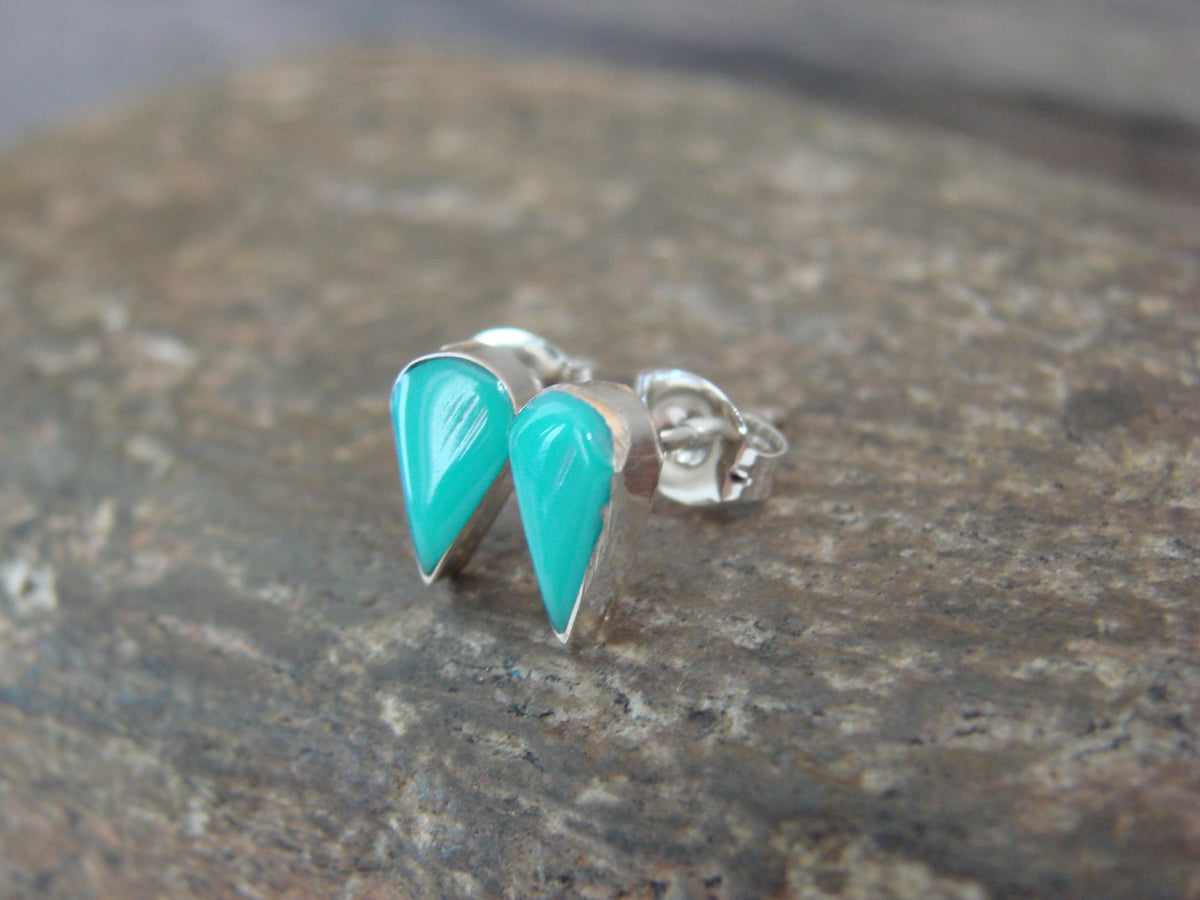 Native American Turquoise Tear Drop Stud Post Earrings - Neha