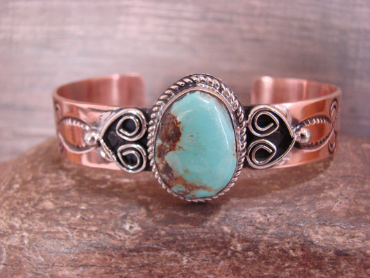 Native American Copper & Turquoise Bracelet by Cleveland