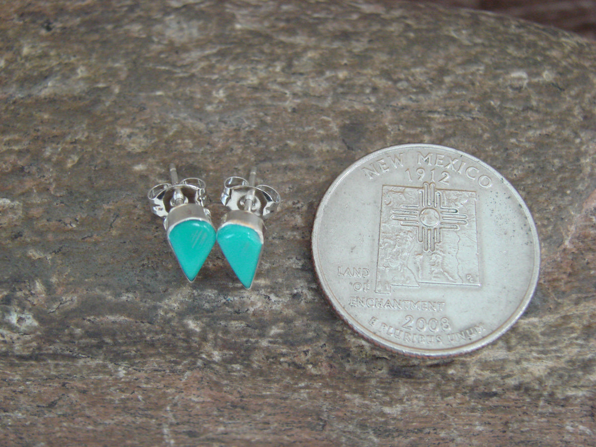 Native American Turquoise Tear Drop Stud Post Earrings - Neha