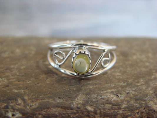Native American Sterling Silver & Yellow Shell Ring Size 6.5 by Lincoln