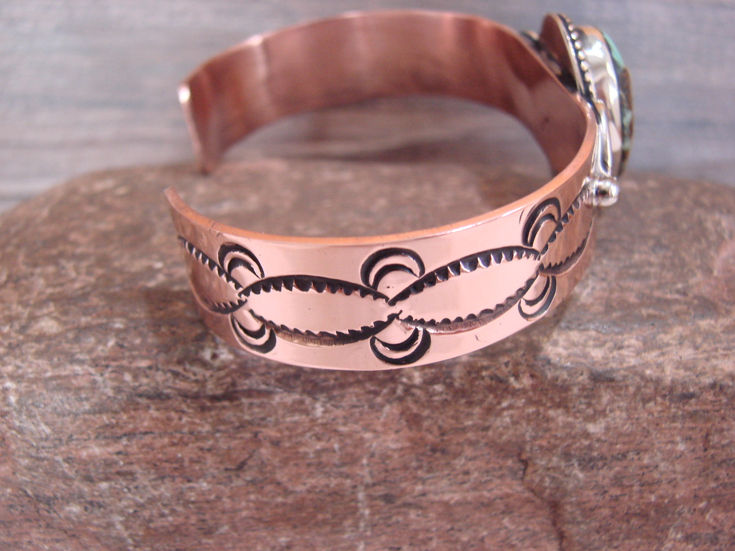 Native American Copper & Turquoise Bracelet by Cleveland