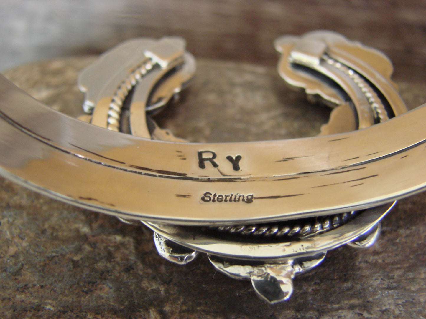 Native American Sterling Silver & White Buffalo Turquoise Naja Bracelet by Yazzie