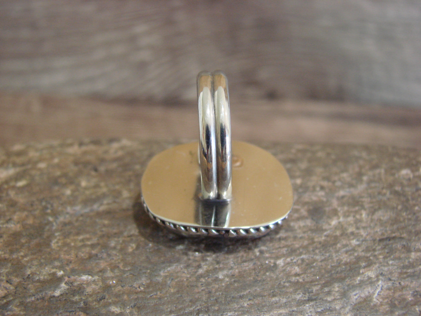 Native American Nickel Silver & Spiny Oyster Ring Size 7 - Cleveland