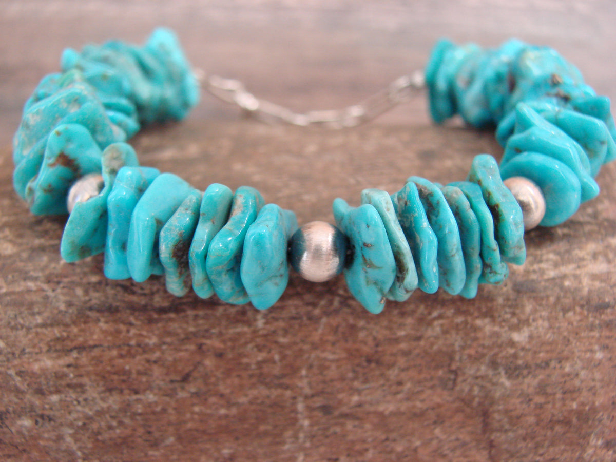 Native American Turquoise Nugget Adjustable Bracelet by Sardo