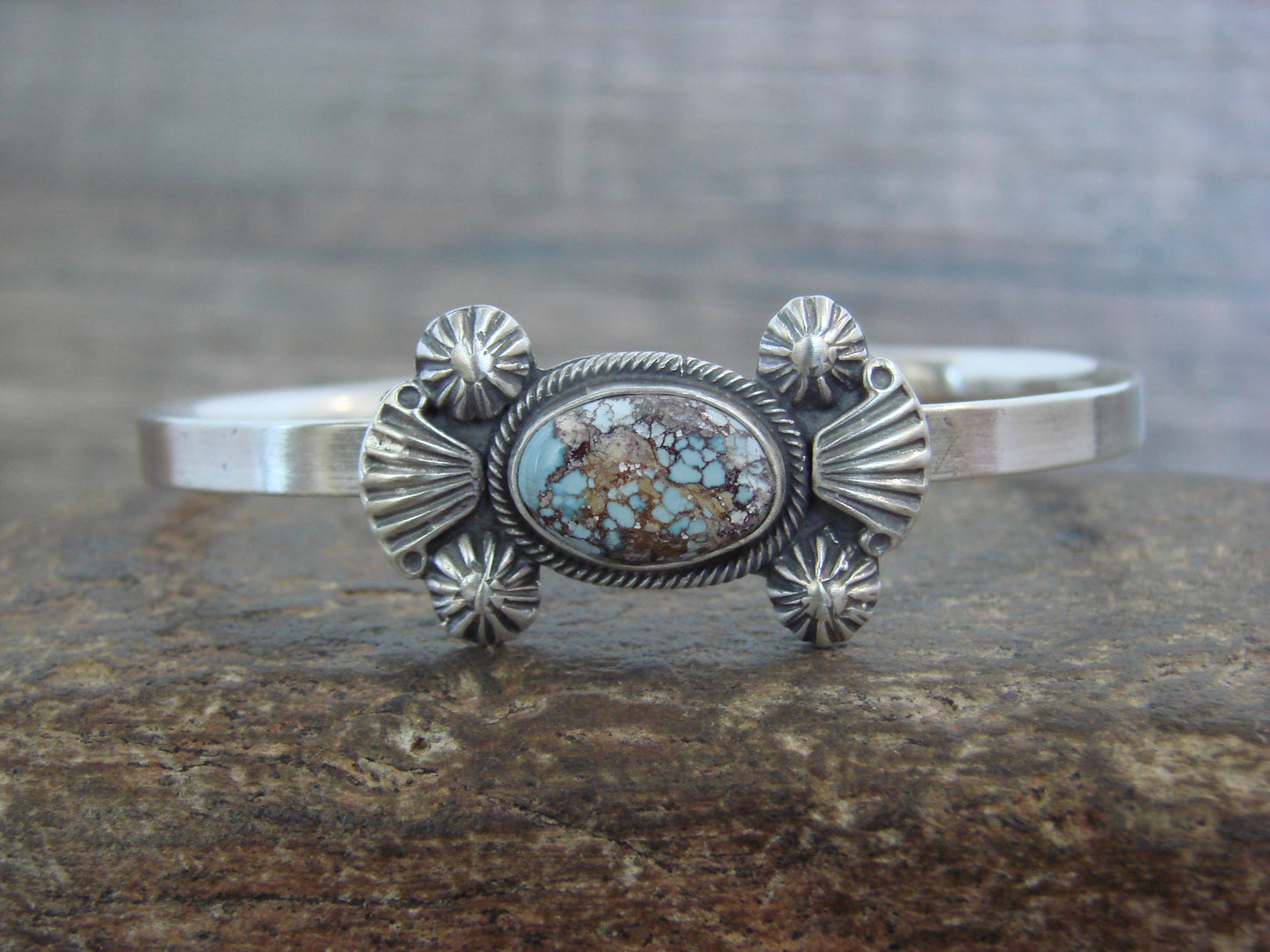 Native American Sterling Silver & Turquoise Bracelet by Francisco