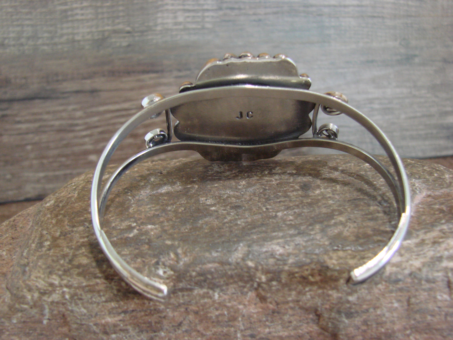 Native American Nickel Silver & Turquoise Bracelet by Cleveland
