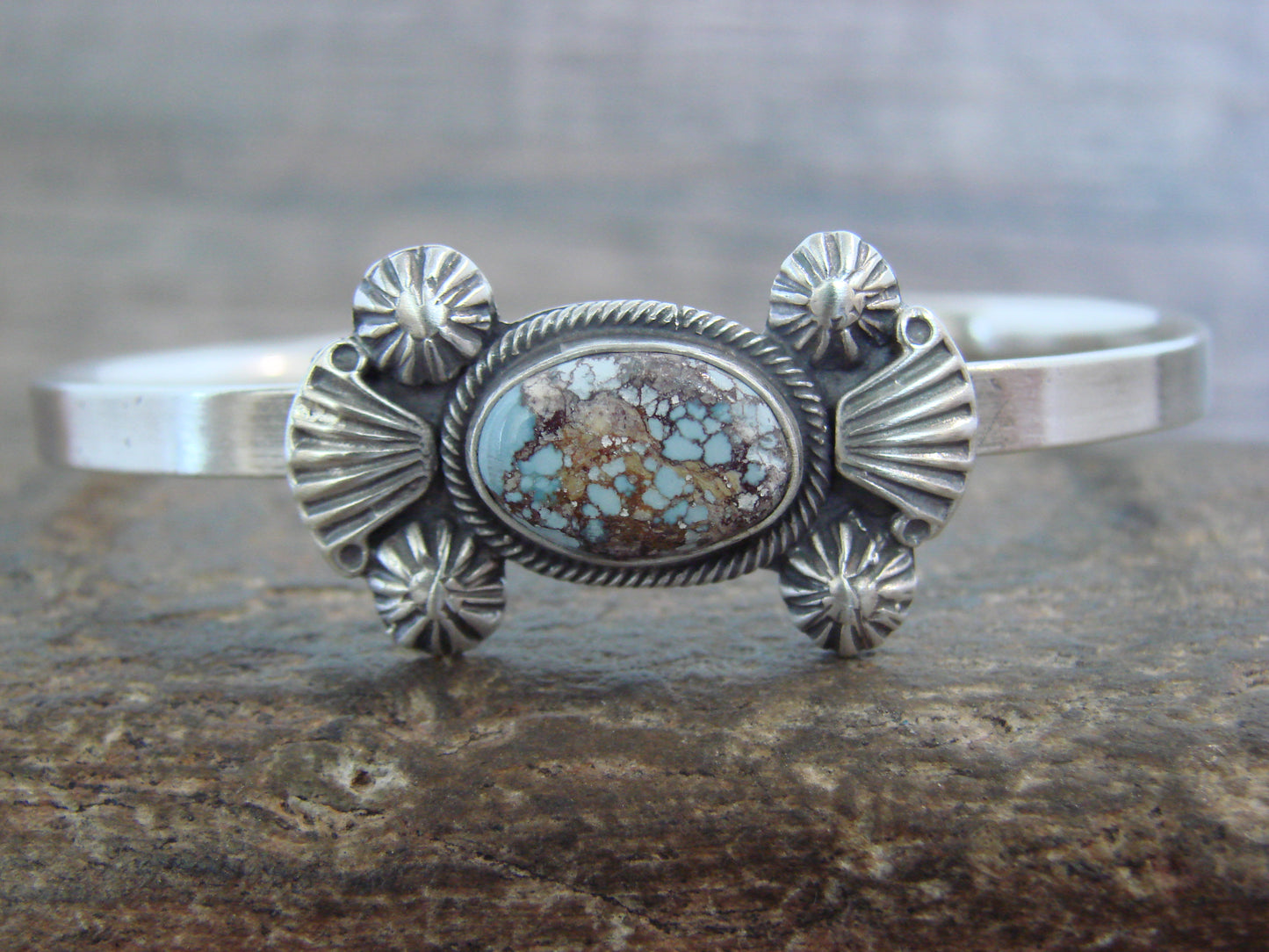 Native American Sterling Silver & Turquoise Bracelet by Francisco