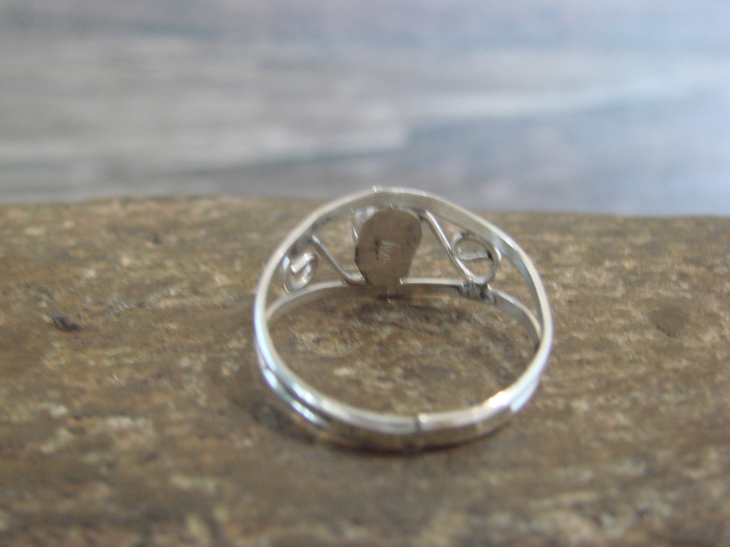 Native American Sterling Silver & Yellow Shell Ring Size 6.5 by Lincoln