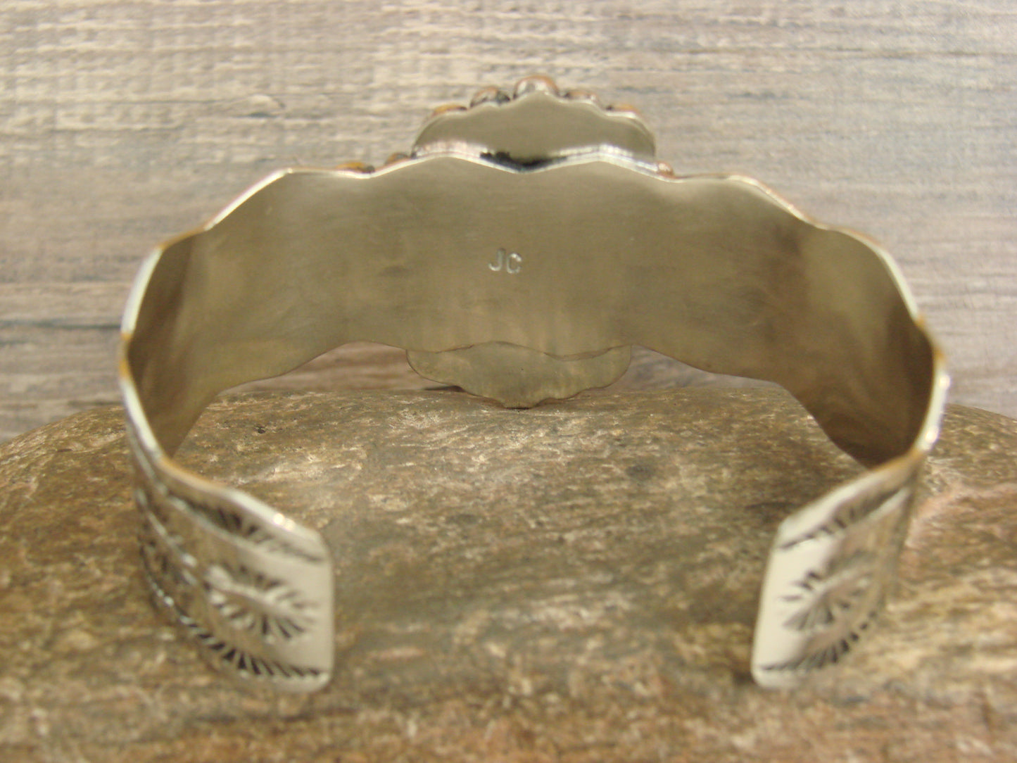 Native American Nickel Silver & Turquoise Bracelet by Cleveland