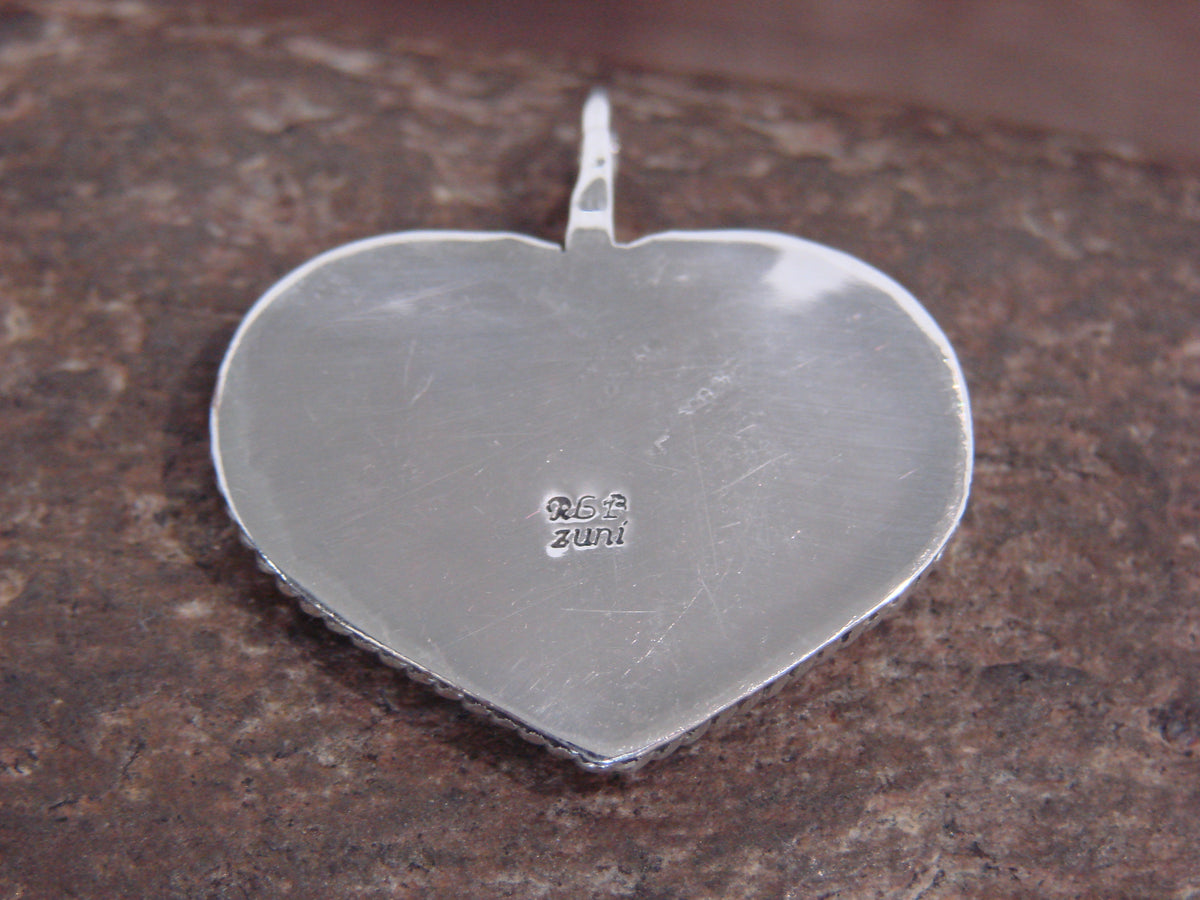 Native American Sterling Silver & Turquoise Inlay Heart Pendant by Booqua
