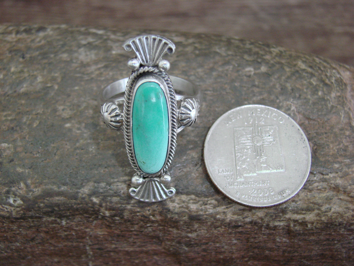 Native American Sterling Silver & Turquoise Ring by Benally - Size 10