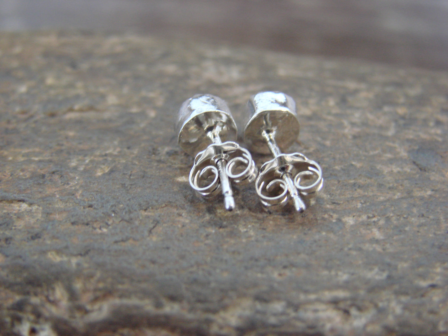 Native American Sterling Silver & Turquoise Dot Stud Post Earrings by Martinez