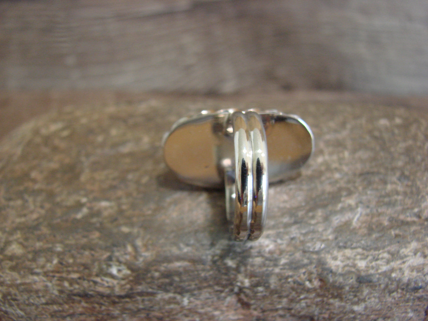 Native American Nickel Silver & Spiny Oyster Ring Size 7 - Cleveland
