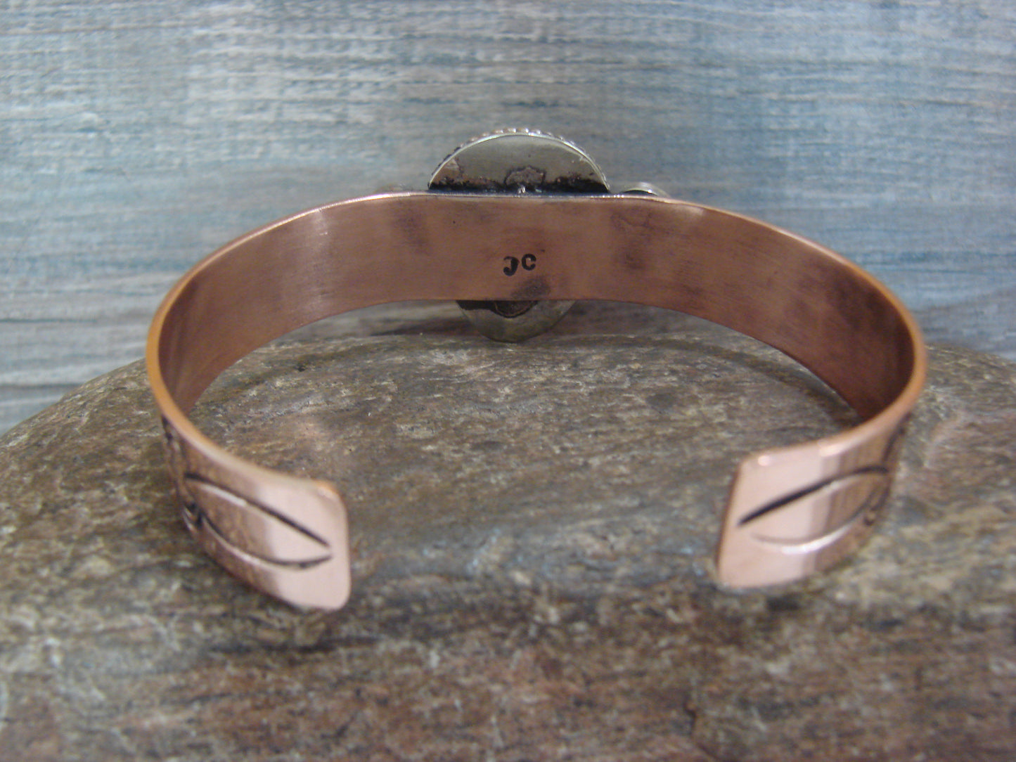 Native American Copper & Turquoise Bracelet by Cleveland