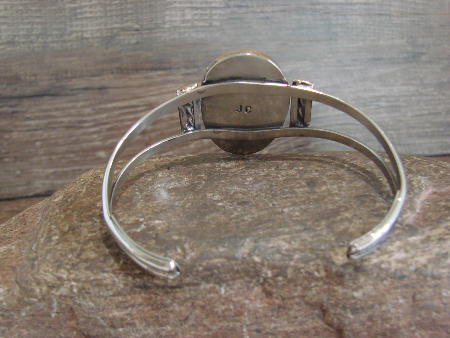 Native American Nickel Silver & Turquoise Bracelet by Cleveland