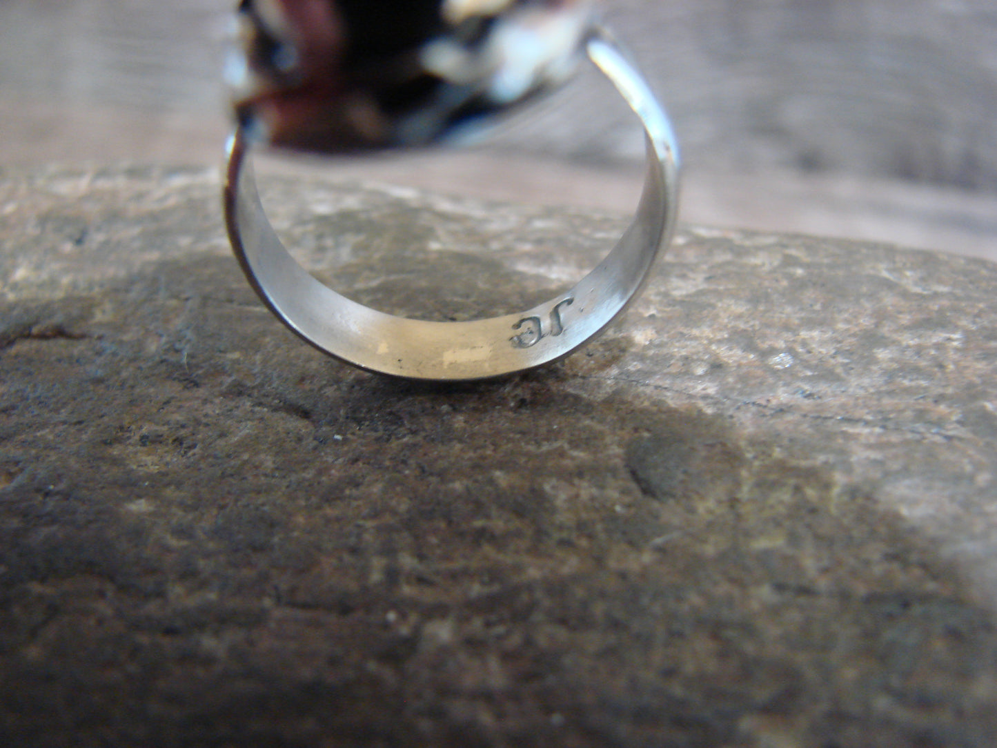 Native American Nickel Silver & Spiny Oyster Ring Size 7 - Cleveland