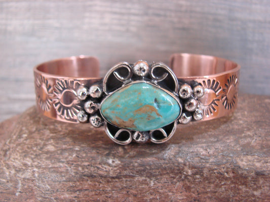 Native American Copper & Turquoise Bracelet by Cleveland