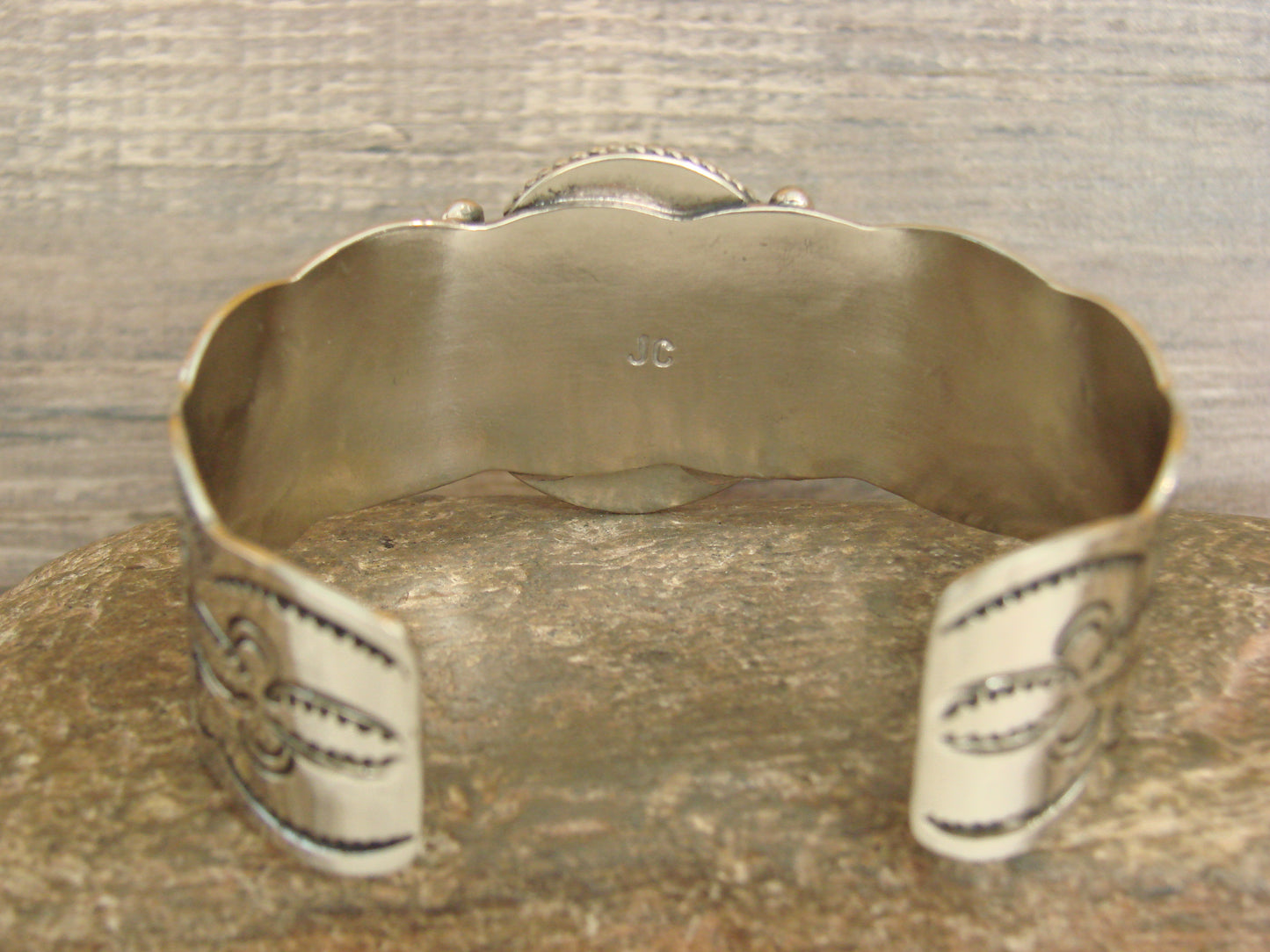 Native American Nickel Silver & Turquoise Bracelet by Cleveland