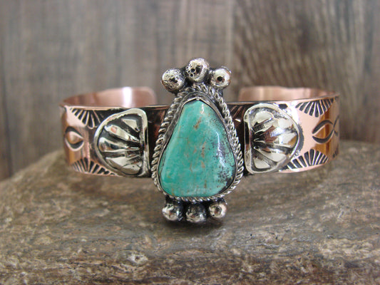 Native American Copper & Turquoise Bracelet by Cleveland