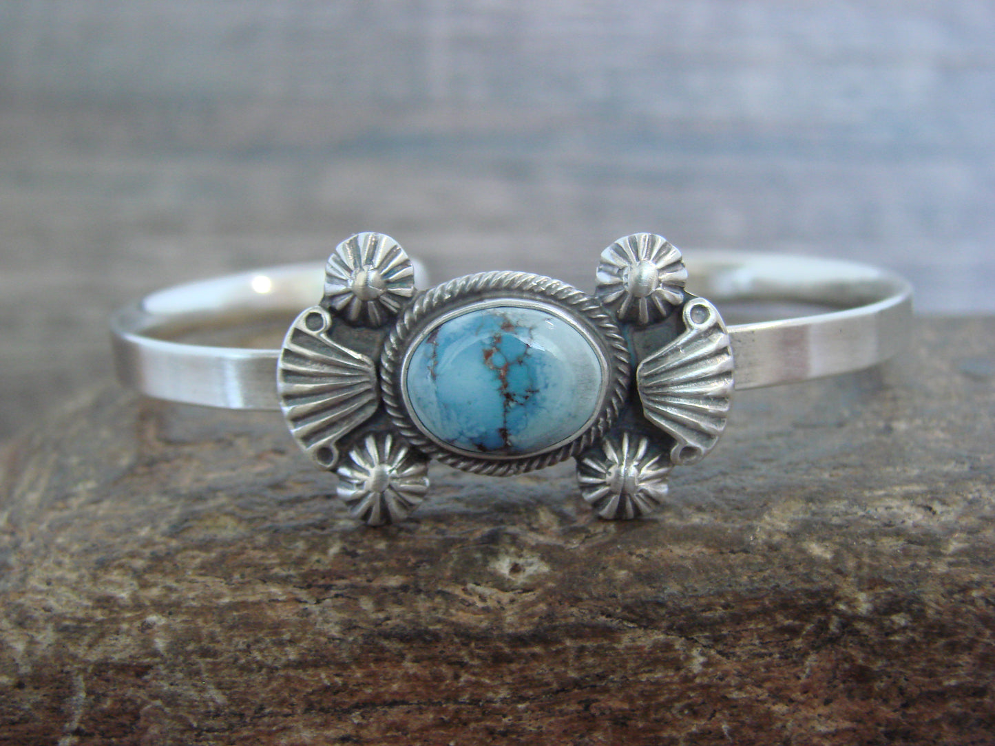 Native American Sterling Silver & Turquoise Bracelet by Francisco