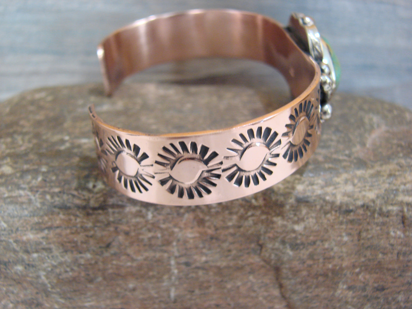 Native American Copper & Turquoise Bracelet by Cleveland