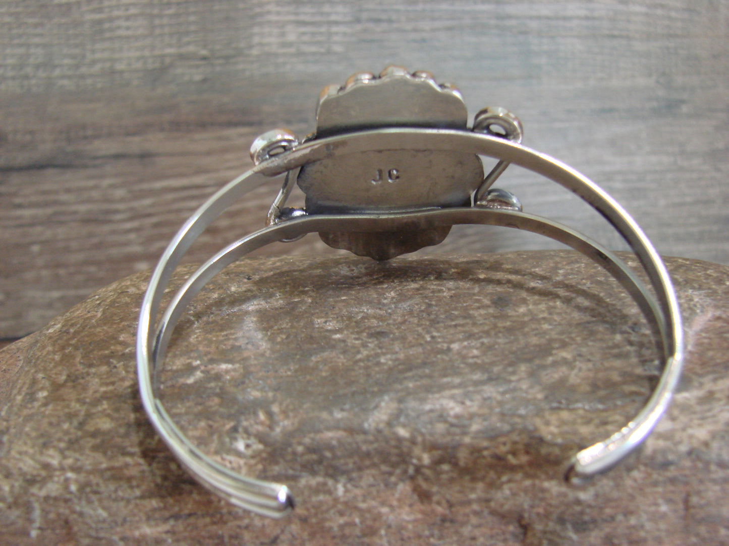 Native American Nickel Silver & Turquoise Bracelet by Cleveland