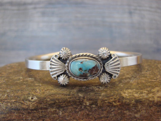 Small Native American Sterling Silver & Sonoran Turquoise Bracelet