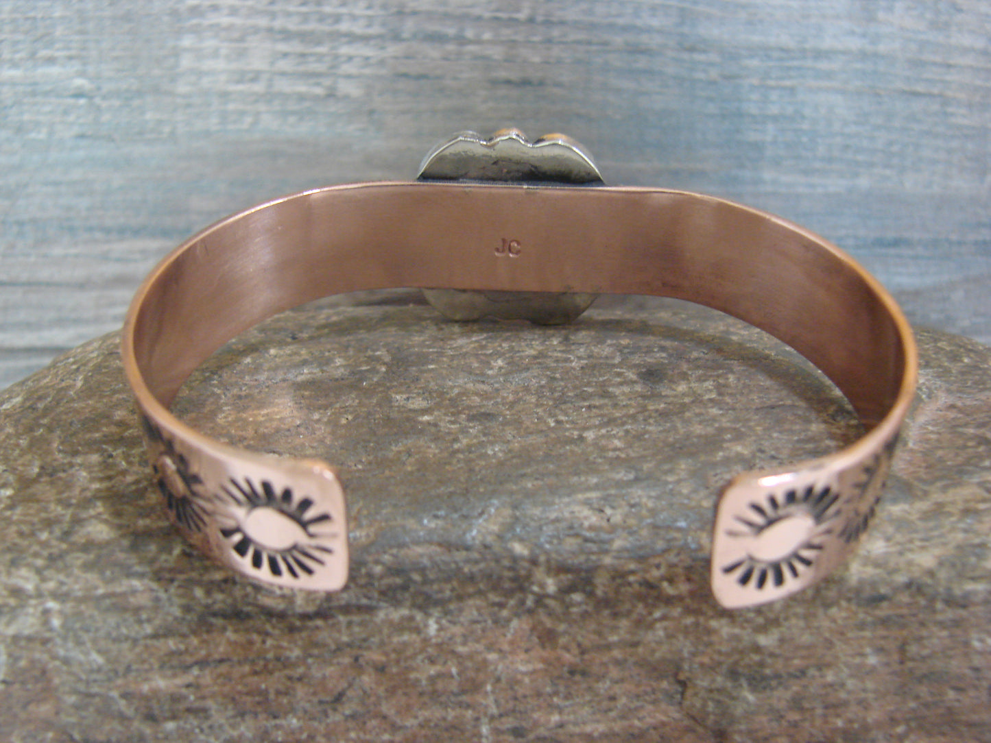 Native American Copper & Turquoise Bracelet by Cleveland