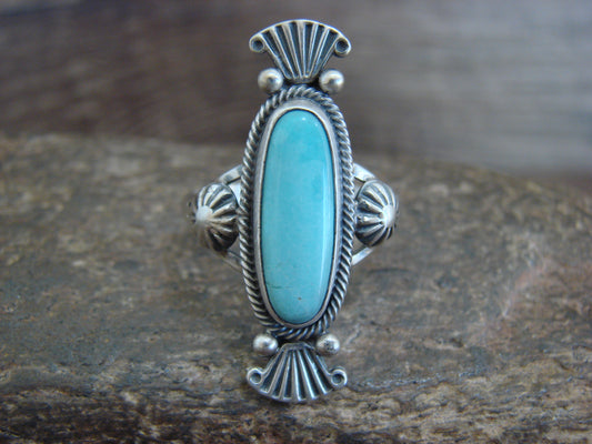 Native American Sterling Silver & Turquoise Ring by Benally - Size 11